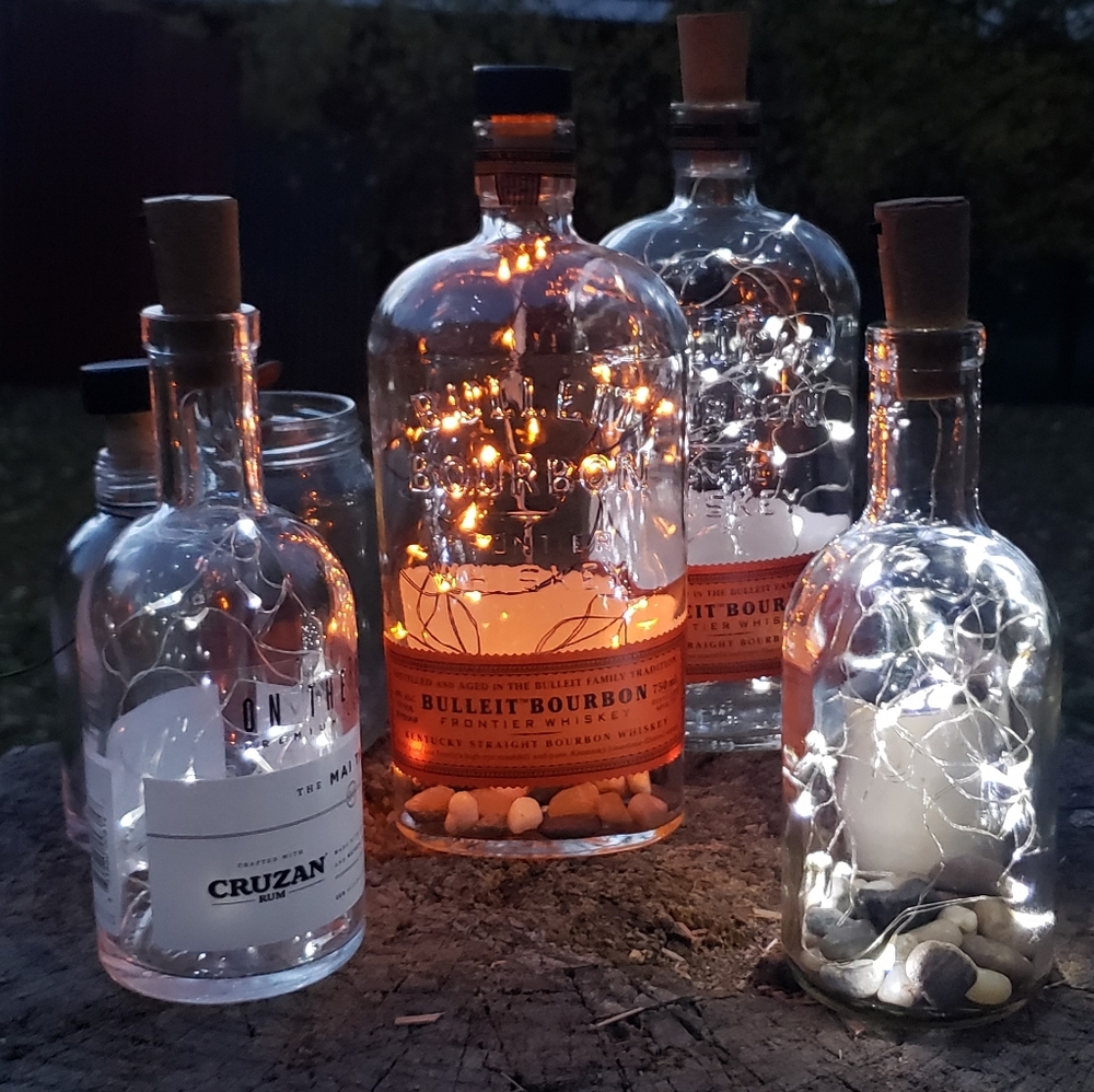 Orange String Light Bullet Burbon Bottle Luminaire